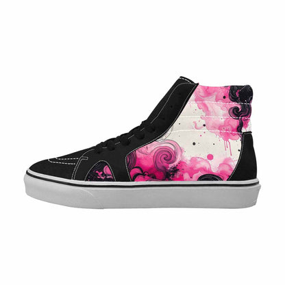 MEN'S Van Gogh Black & Pink Ink High Top Canvas Original Design Grunge Custom Print Sneakers