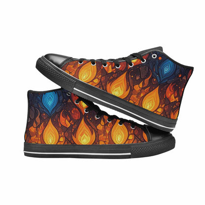 WOMEN'S Fire Flame High Top Canvas Dark Academia Custom Sneakers