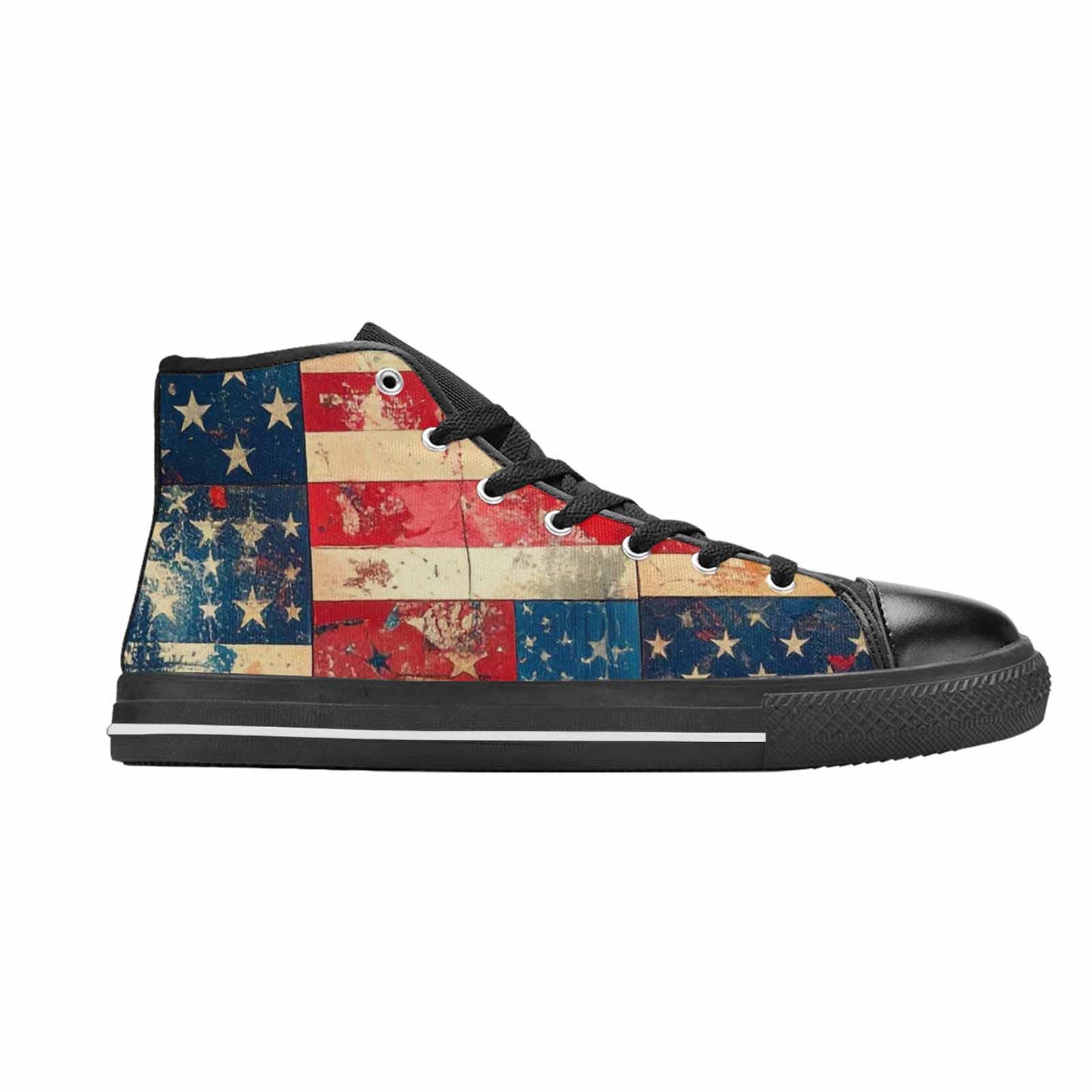 MEN'S American Flag Stars High Top Canvas Y2K Custom Shoes