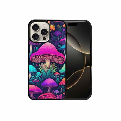 iPhone 16 Pro Max Case — Mushroom Psychedelic Art Seamless Pattern Vibrant, Custom Print Case Cover