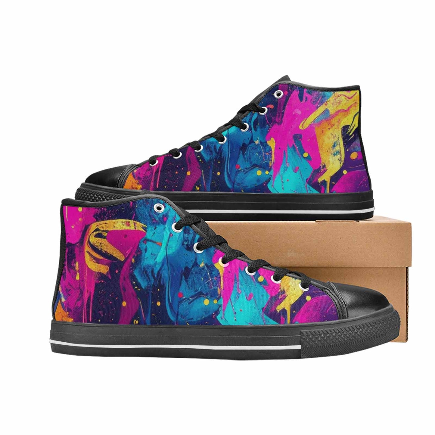 WOMEN'S Paint Splatter High Top Canvas Aesthetic Custom Shoes