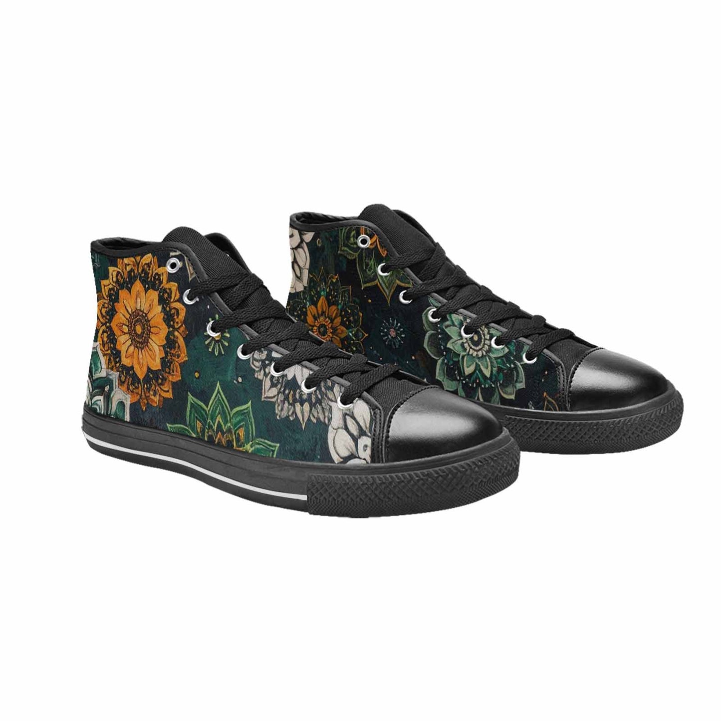 WOMEN'S Mandala High Top Canvas Grunge Custom Sneakers