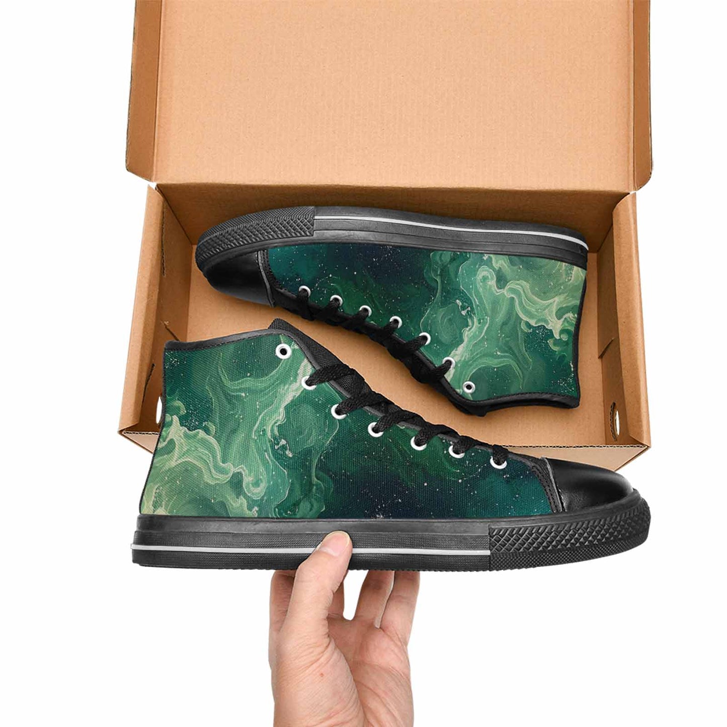 WOMEN'S Galaxy Art - High Top Canvas Vibrant Chaos Custom Sneakers