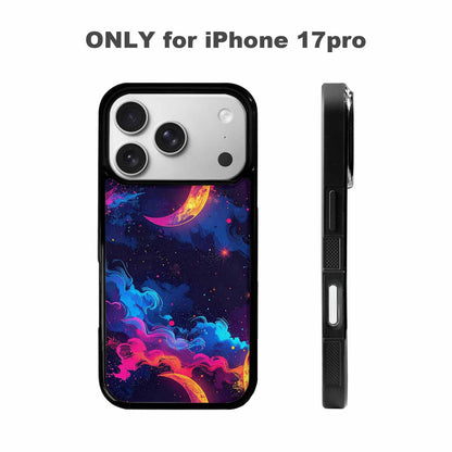 iPhone 17 Pro Case — Neon Winter Moon Seamless Cartoon Cute, Customized Protective Case