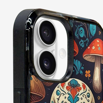iPhone 16 Plus Case — Mushrooms And Skulls, Custom Made Phone Cover