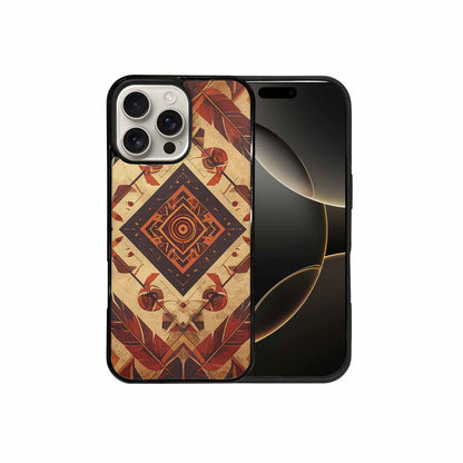 iPhone 16 Pro Max Case — Native American Geometric Pattern Arrows Feathers, Unique Phone Case Design