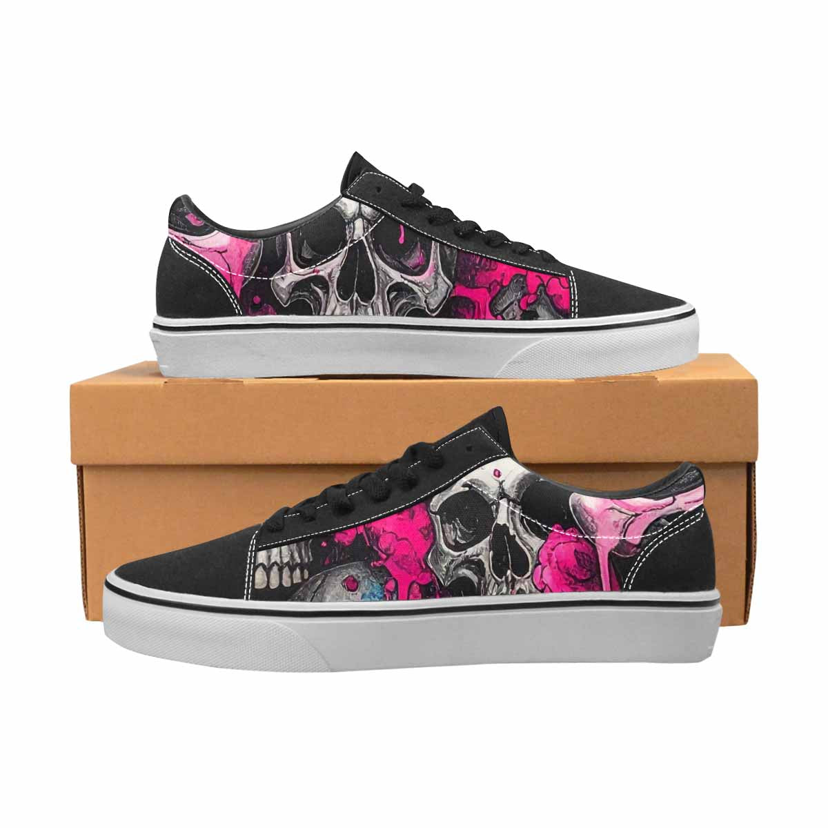 WOMEN'S Rainbow From Skull S Lace-Up Canvas Vibrant Chaos Sneakers