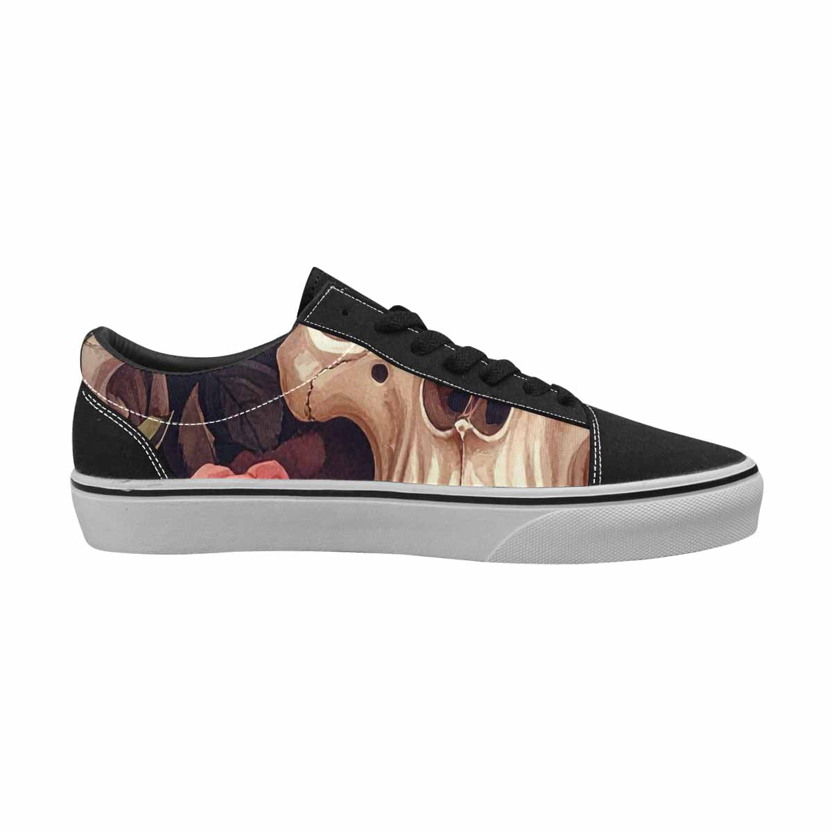 WOMEN'S Skulls Roses Soft Airbrush Canvas Lace-Up Aesthetic Shoes
