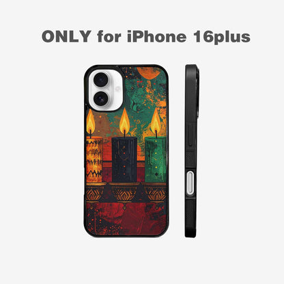 iPhone 16 Plus Case — Kwanzaa Kinara Pattern Seamless Repeat African, Custom Made Phone Cover