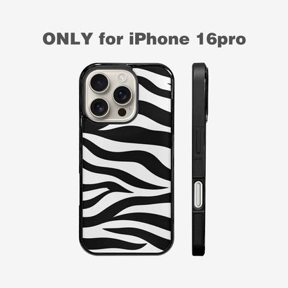 iPhone 16 Pro Case — Zebra Print Black White, Custom Printed Phone Case