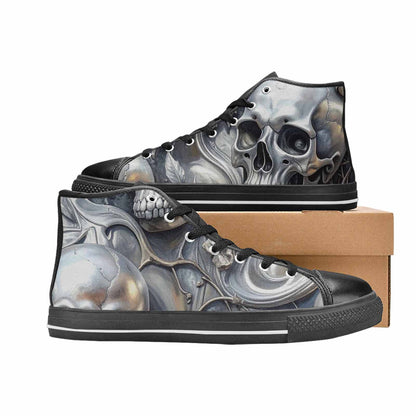 WOMEN'S Skulls Roses Chrome Airbrush High Top Canvas Surreal Shoes