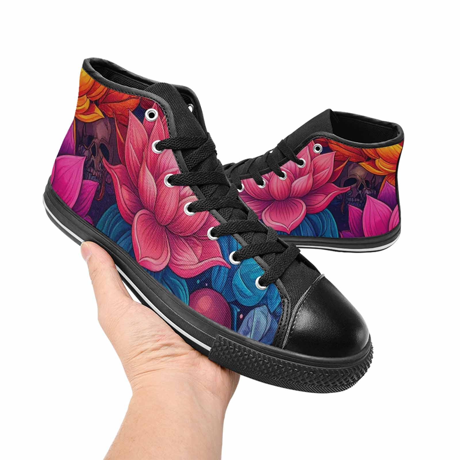 MEN'S Lotus Skulls High Top Canvas Dreamcore Custom Sneakers