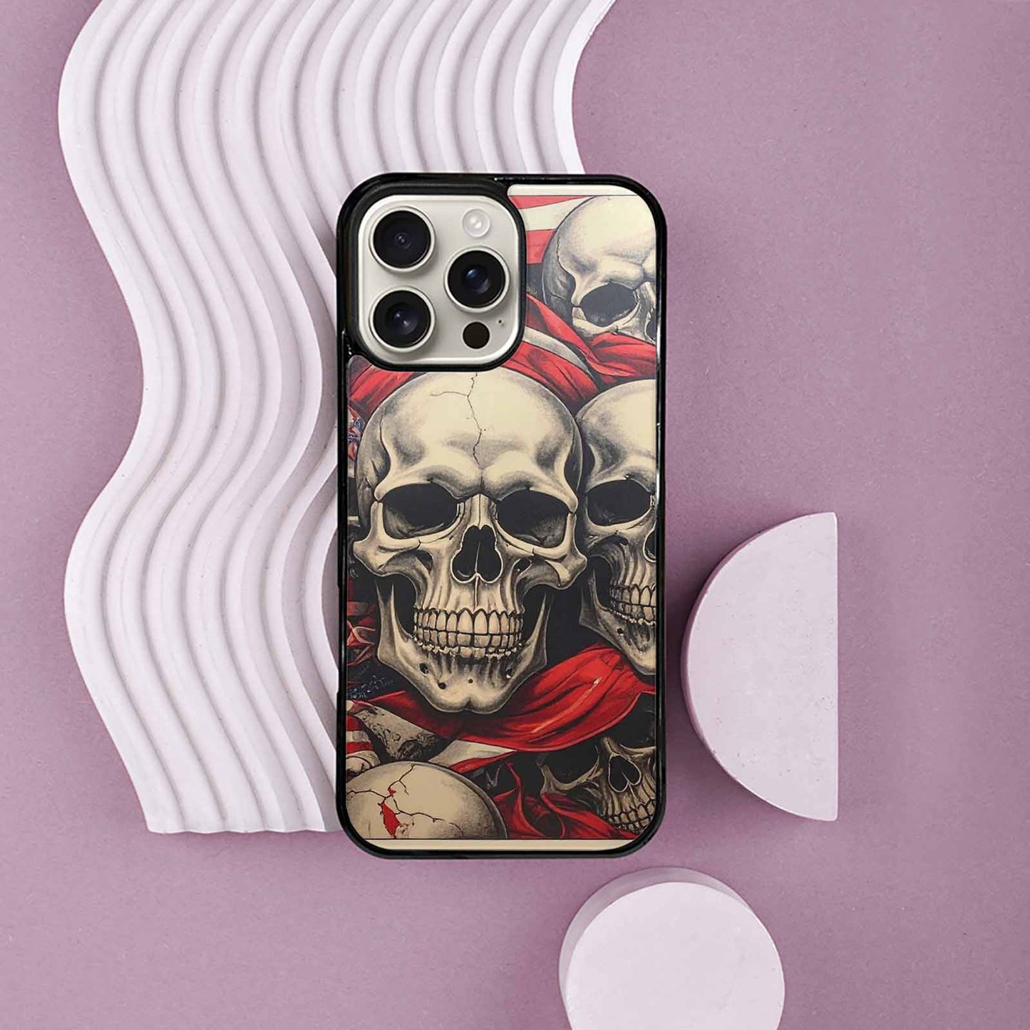 iPhone 16 Pro Max Case — Skull Dark Art Gothic Print, Custom Print Case Cover