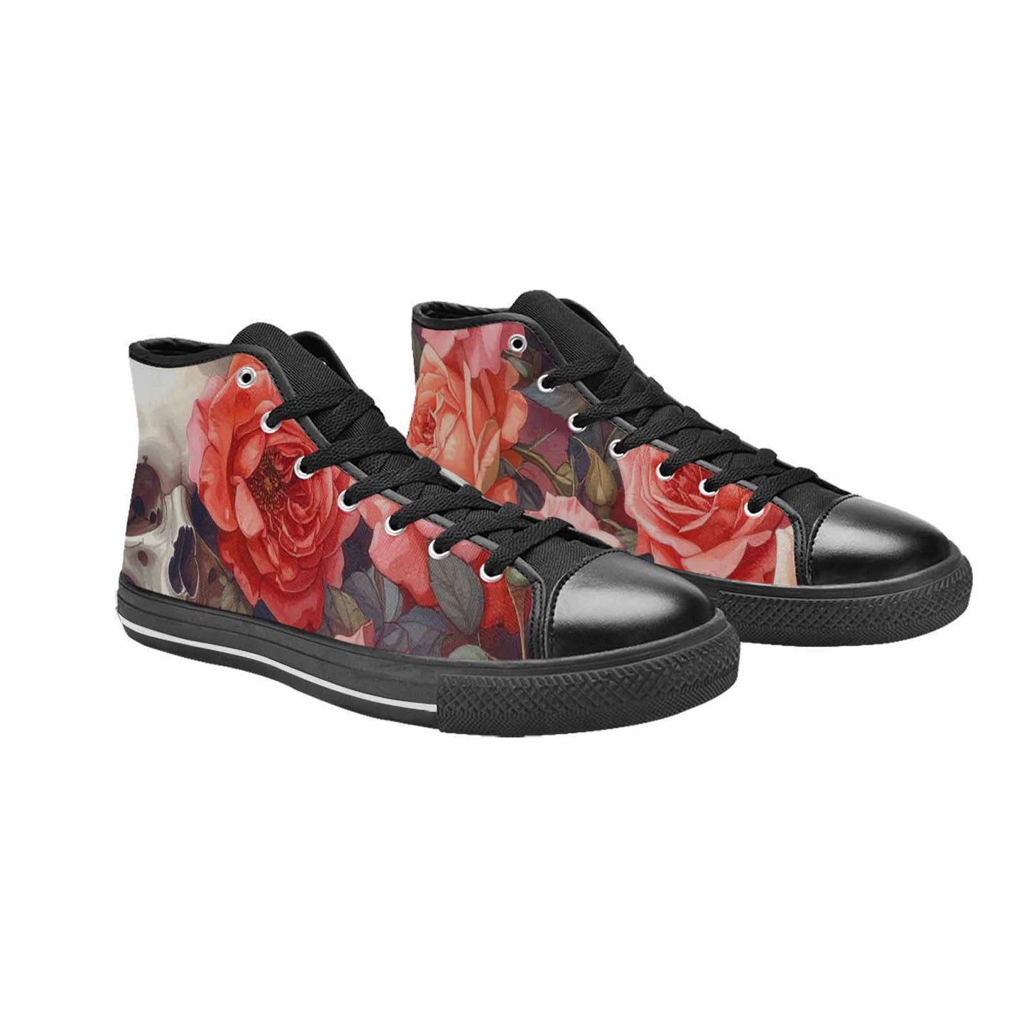 MEN'S Skulls Roses Soft Airbrush High Top Canvas Dark Academia Custom Sneakers