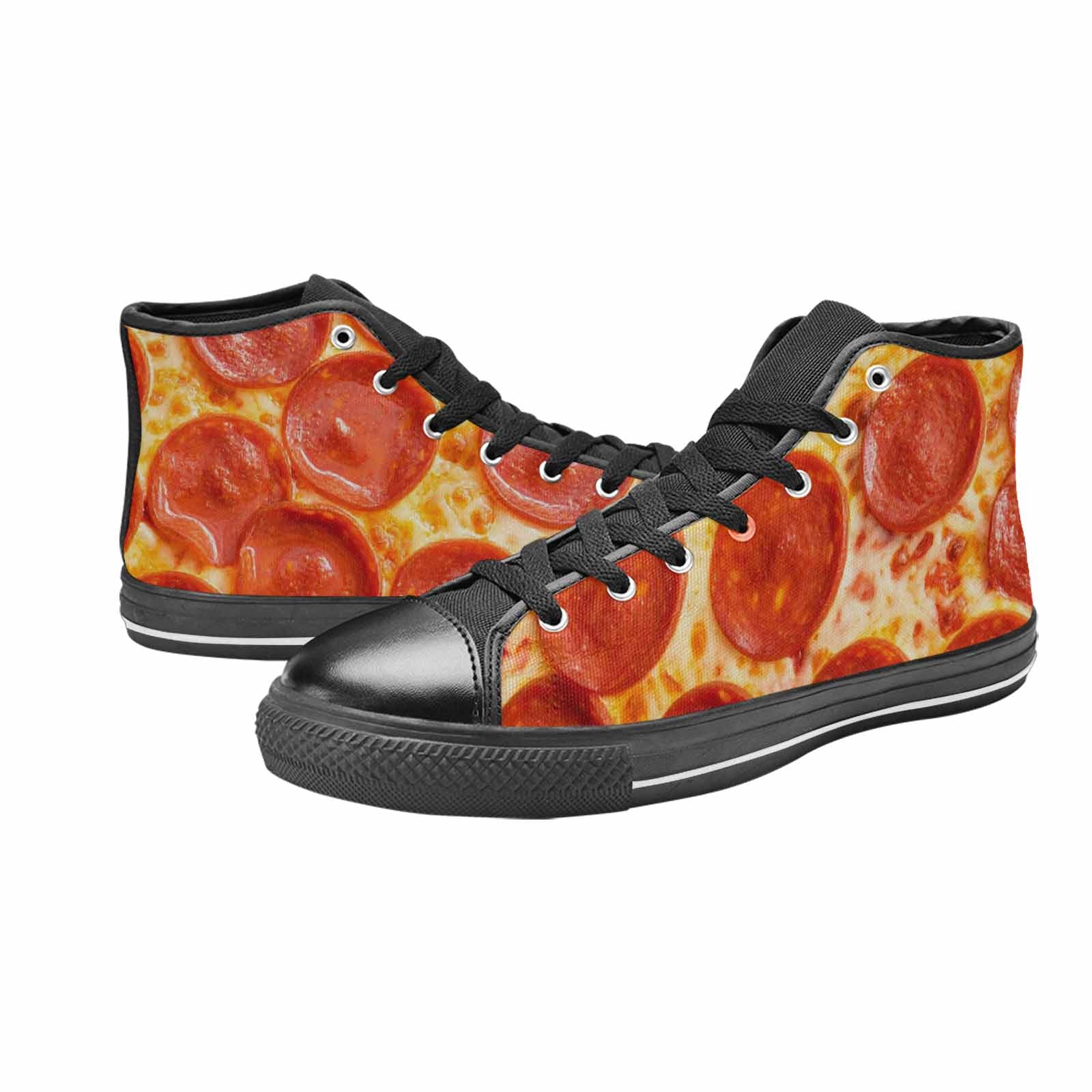 MEN'S Pepperoni Pizza Print High Top Canvas Grunge Sneakers