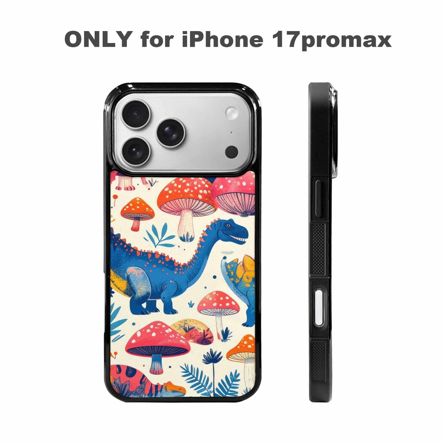 iPhone 17 Pro Max Case — Vintage Dinosaurs Mushroom Retro Vintage, Custom Designed Case Cover