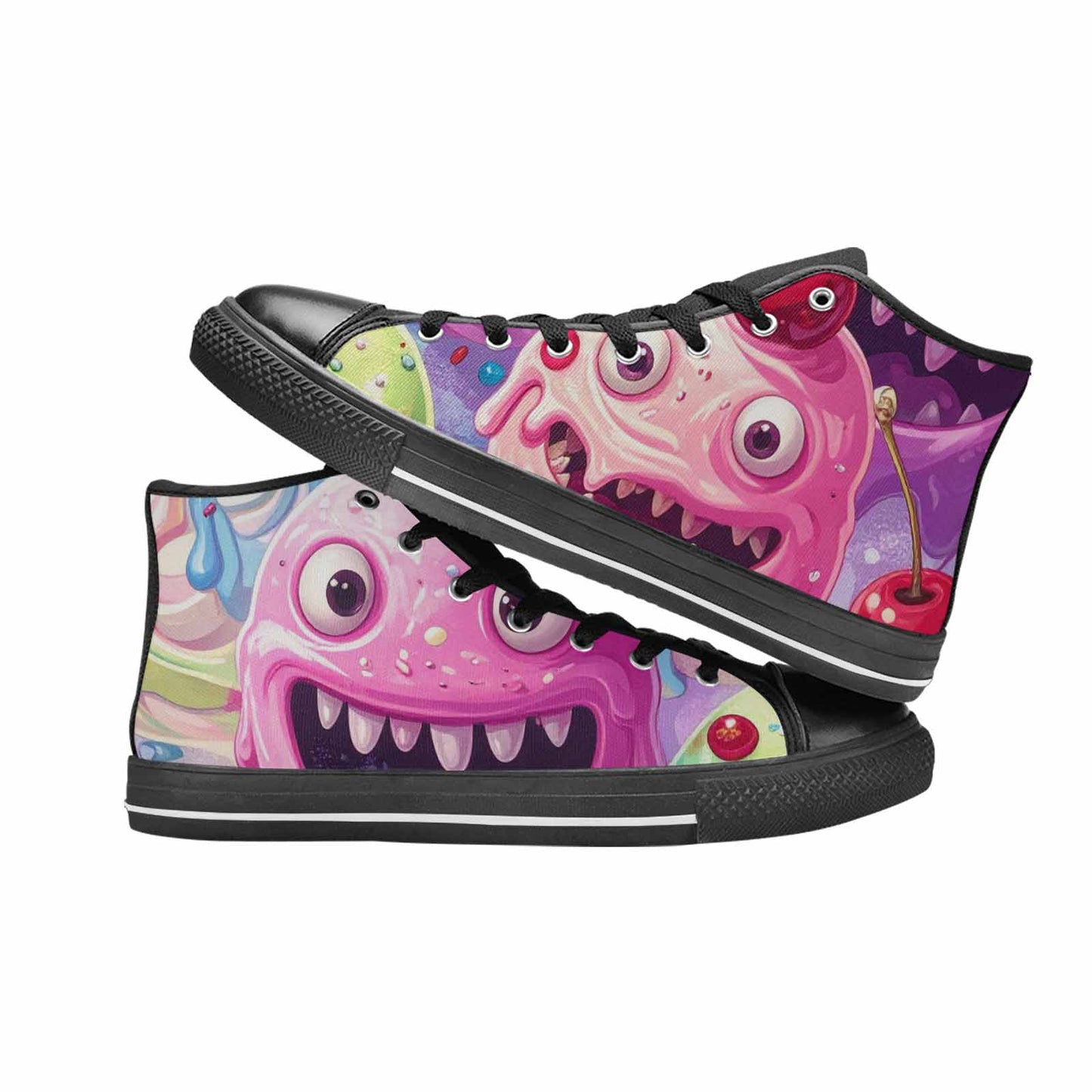 MEN'S Melting Icecream Monster Cherry High Top Canvas Surreal Custom Shoes