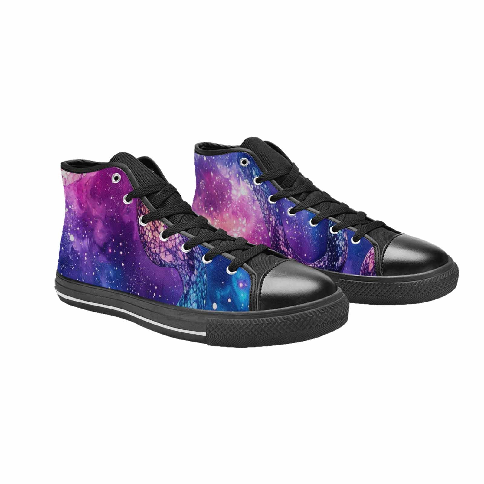 MEN'S Galaxy Snake Print High Top Canvas Dark Academia Custom Sneakers