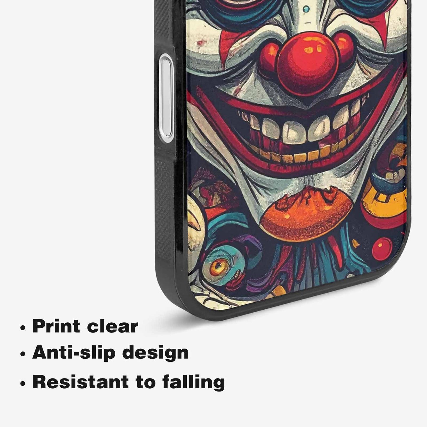 iPhone 16 Case — Evil Circus Heads Faces Overlapping Patterns, Custom Printed Phone Case