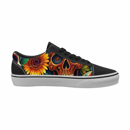 WOMEN'S Sunflower Skulls Print Canvas Lace-Up Aesthetic Sneakers