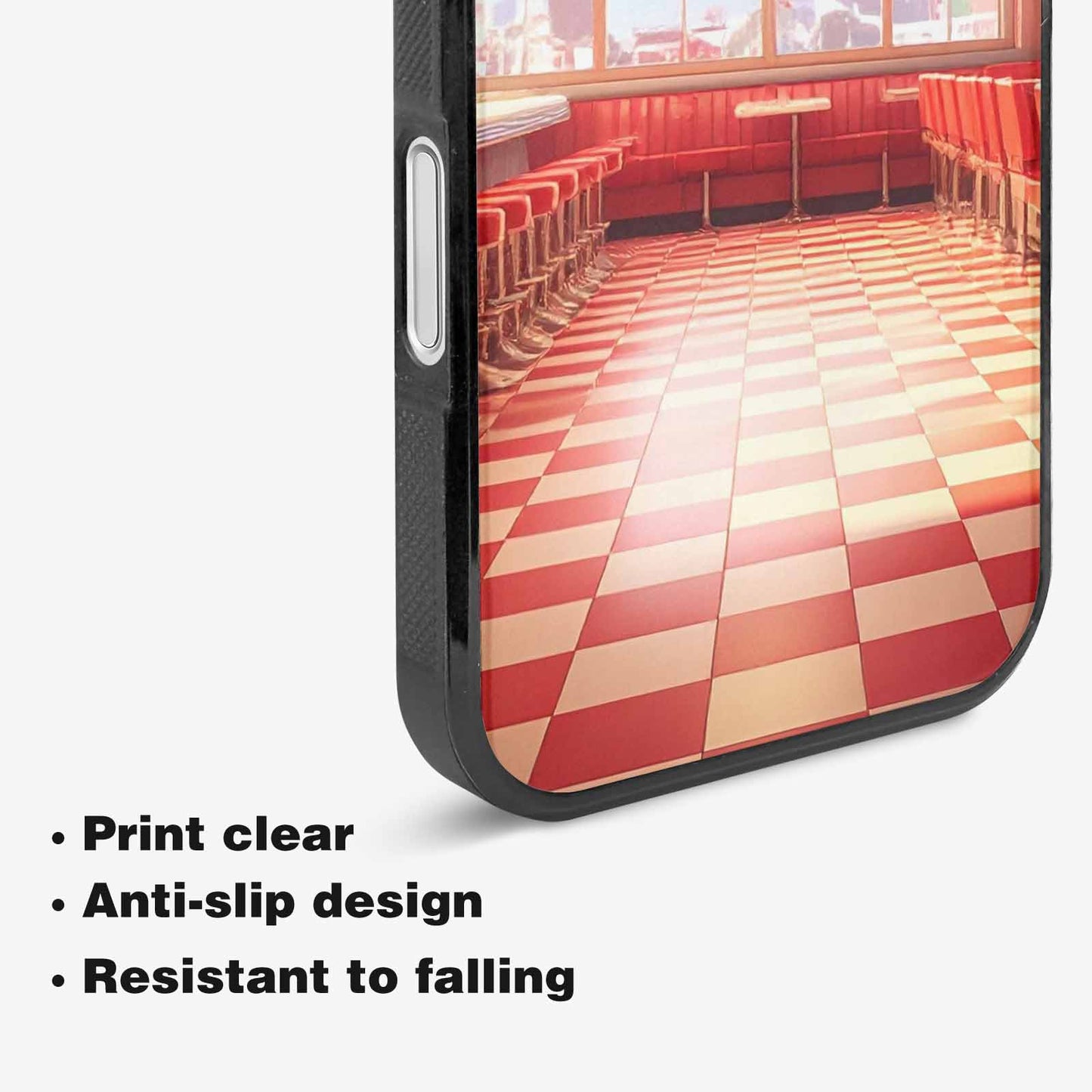 iPhone 16 Plus Case — 1950s Diner Cartoon Art Pattern, Custom Printed Phone Case