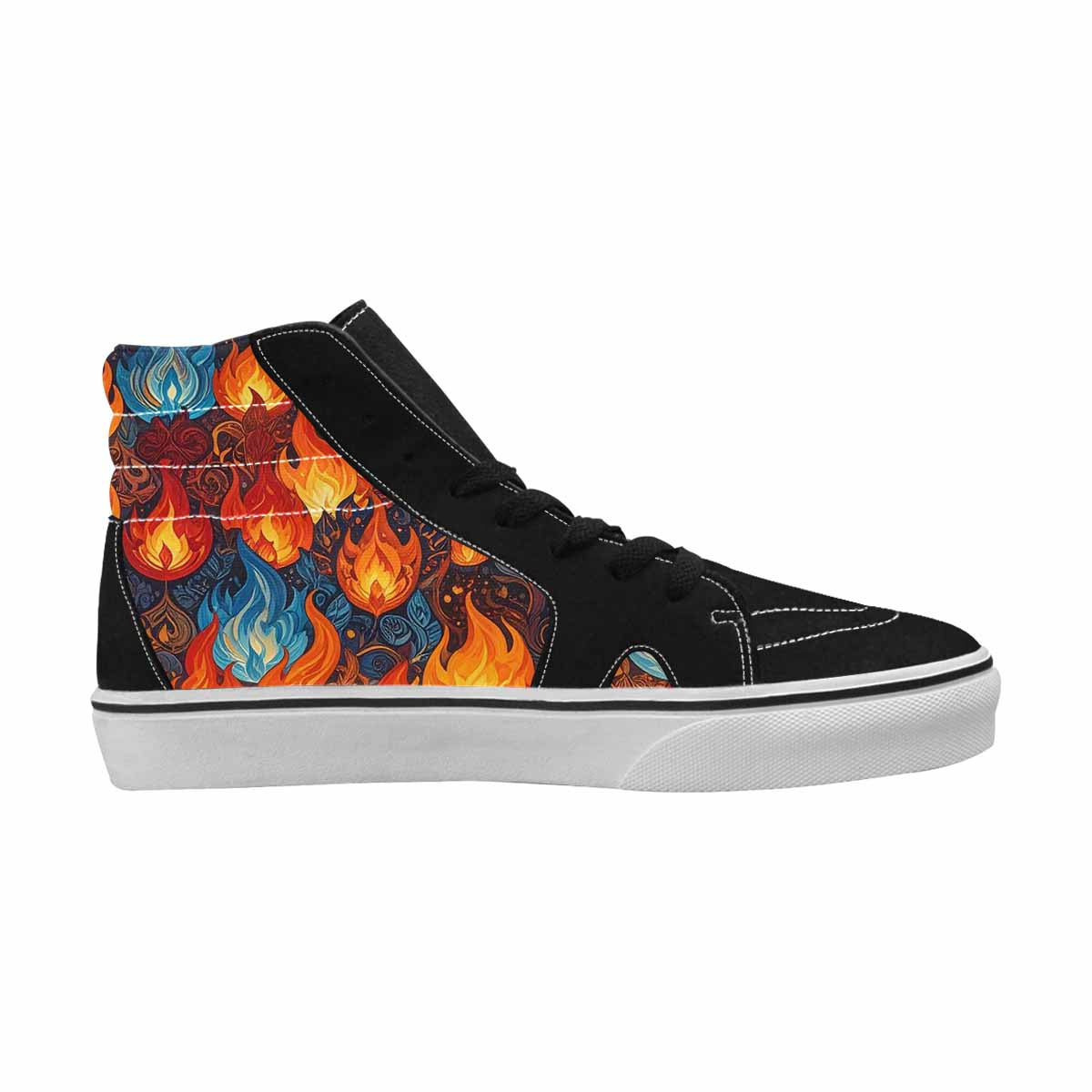 WOMEN'S Fire Flame High Top Canvas Cottagecore Custom Shoes