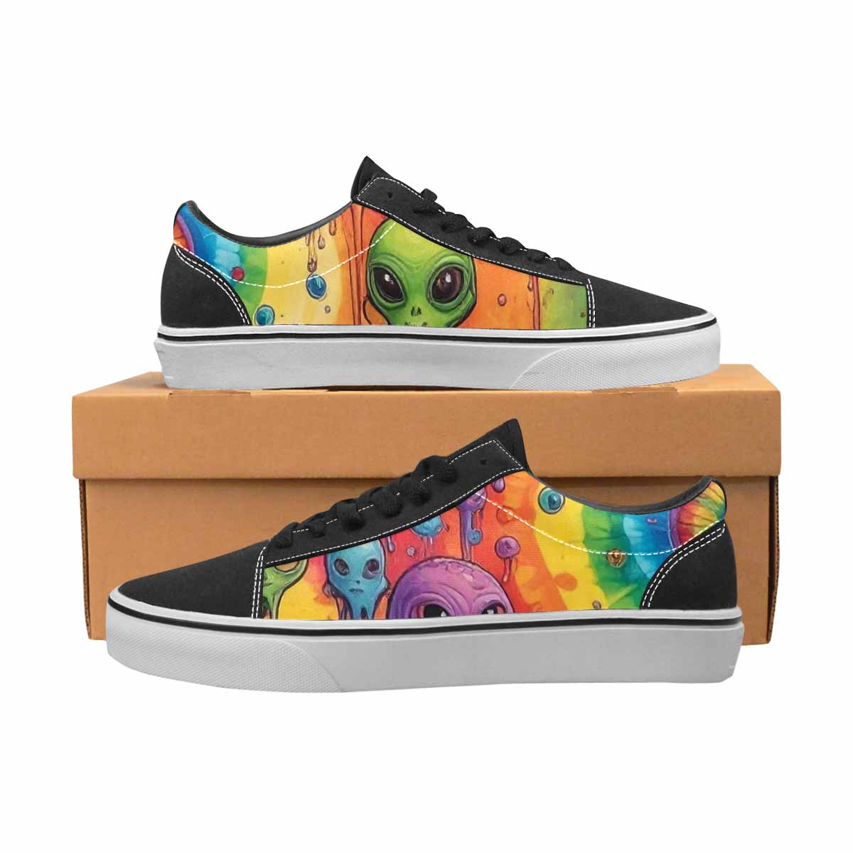 WOMEN'S Melting Aliens Lace-Up Canvas Cottagecore Custom Sneakers