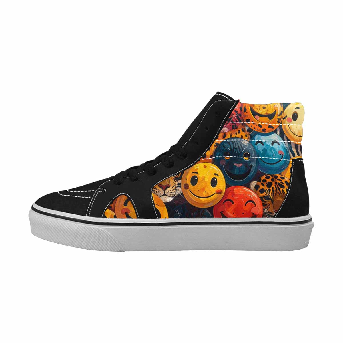 MEN'S Smiley Faces High Top Canvas Neon Fantasy Custom Shoes