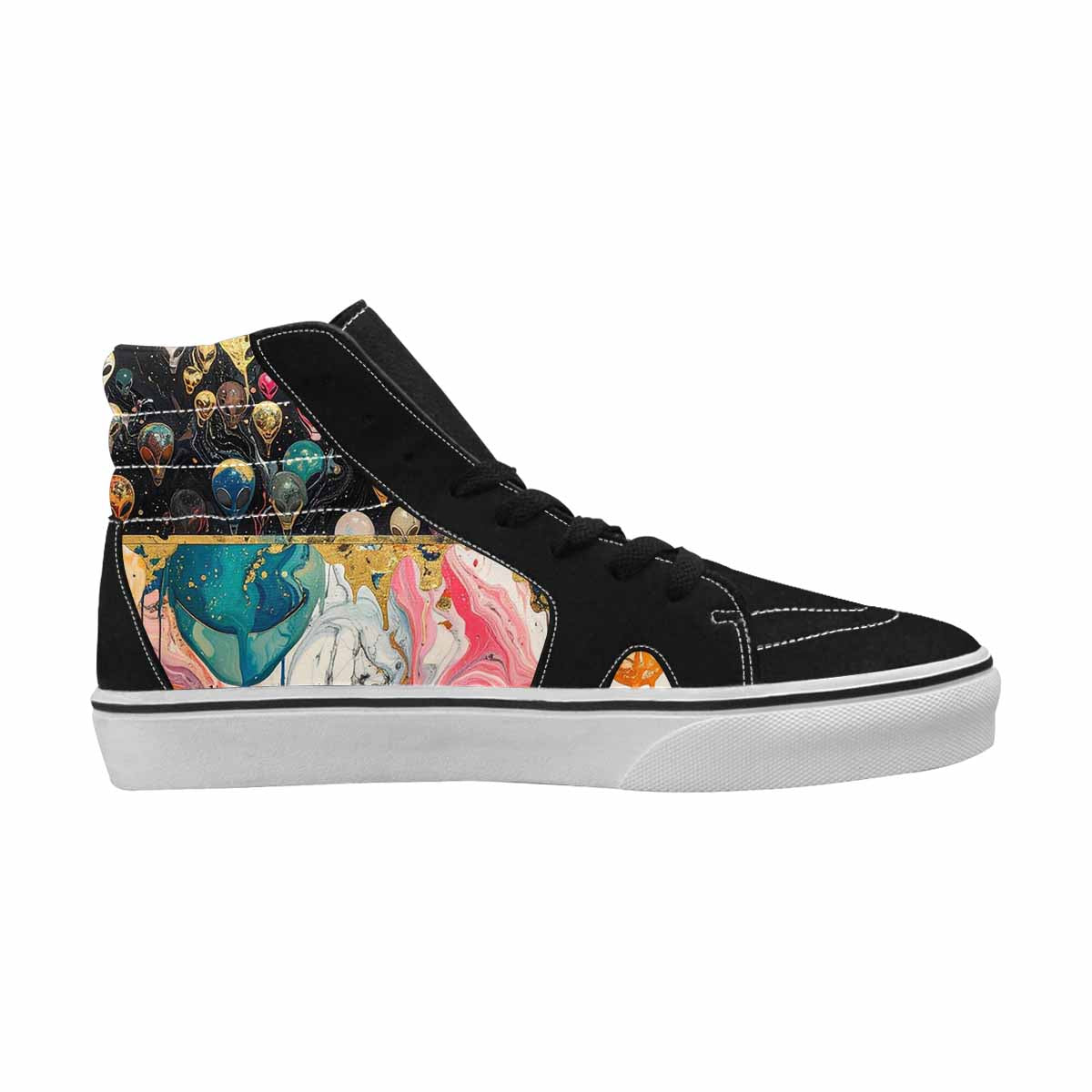 MEN'S Aliens  Marble Aliens High Top Canvas Y2K Custom Shoes