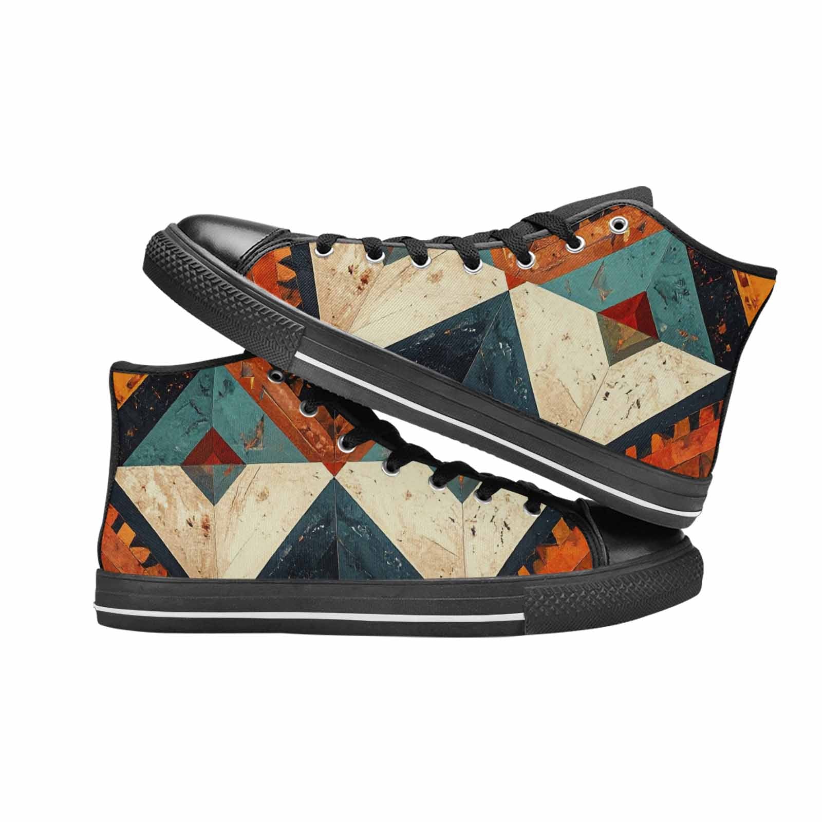 MEN'S Southwestern Geometric Diamond High Top Canvas Vibrant Chaos Sneakers