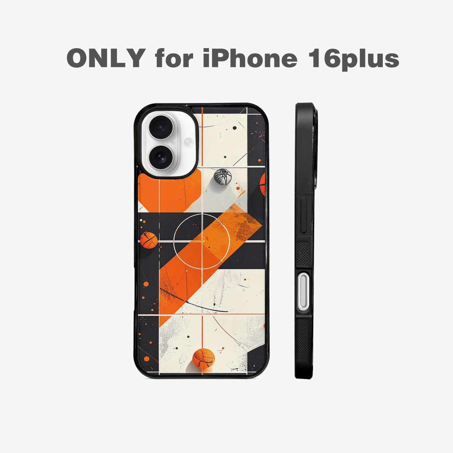 iPhone 16 Plus Case — Basketball Pattern Court Lines And Balls, Original Design Phone Case