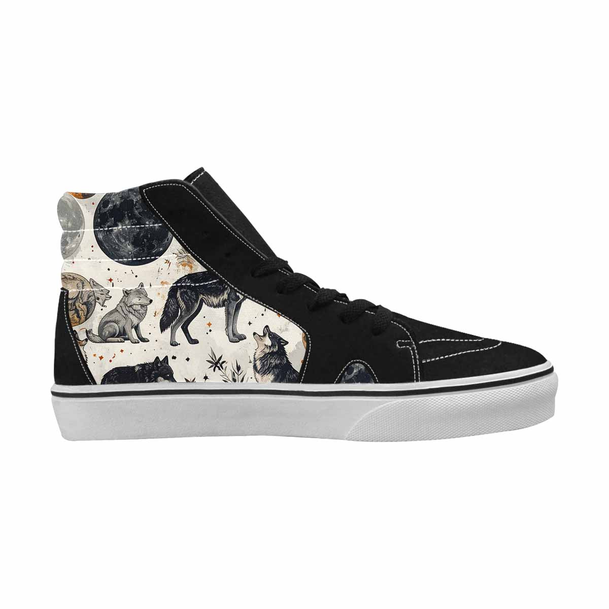 WOMEN'S Wolf Silhouette Moon High Top Canvas Y2K Custom Shoes