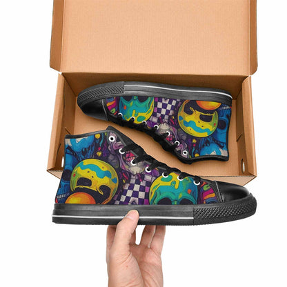 WOMEN'S Skeleton People Face High Top Canvas Vivid Custom Shoes