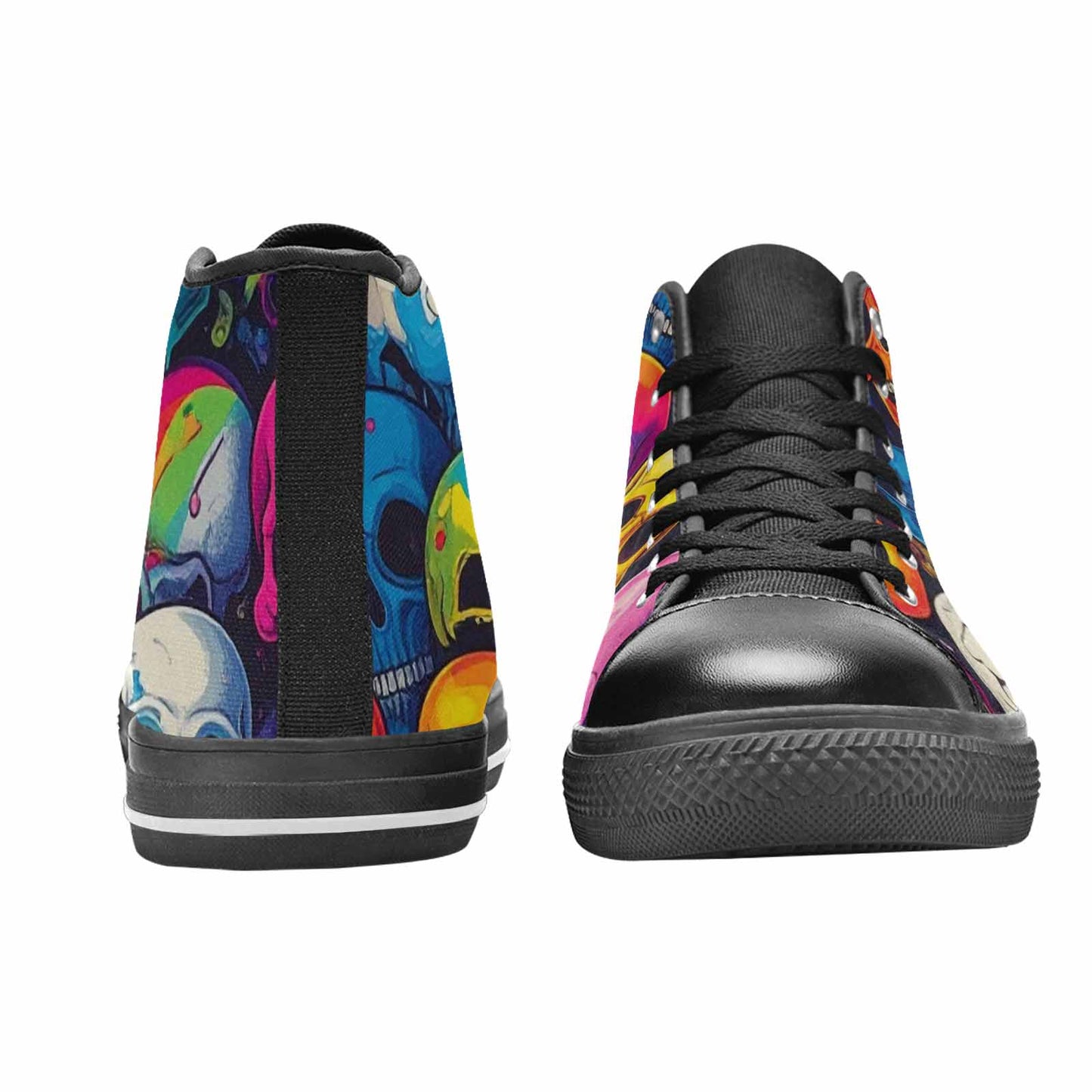 WOMEN'S Skeleton People Face High Top Canvas Vivid Custom Shoes