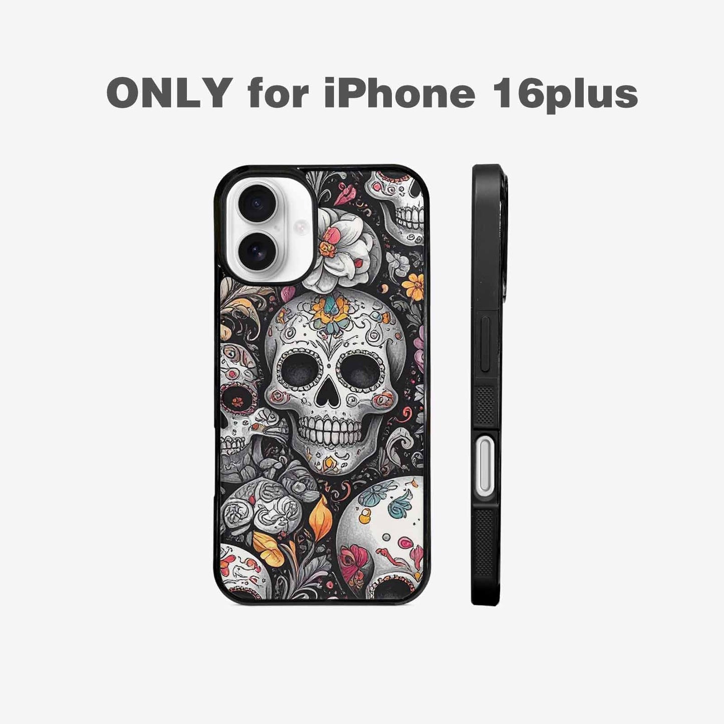 iPhone 16 Plus Case — Greyscale Black And White Dark Black, Custom Phone Case