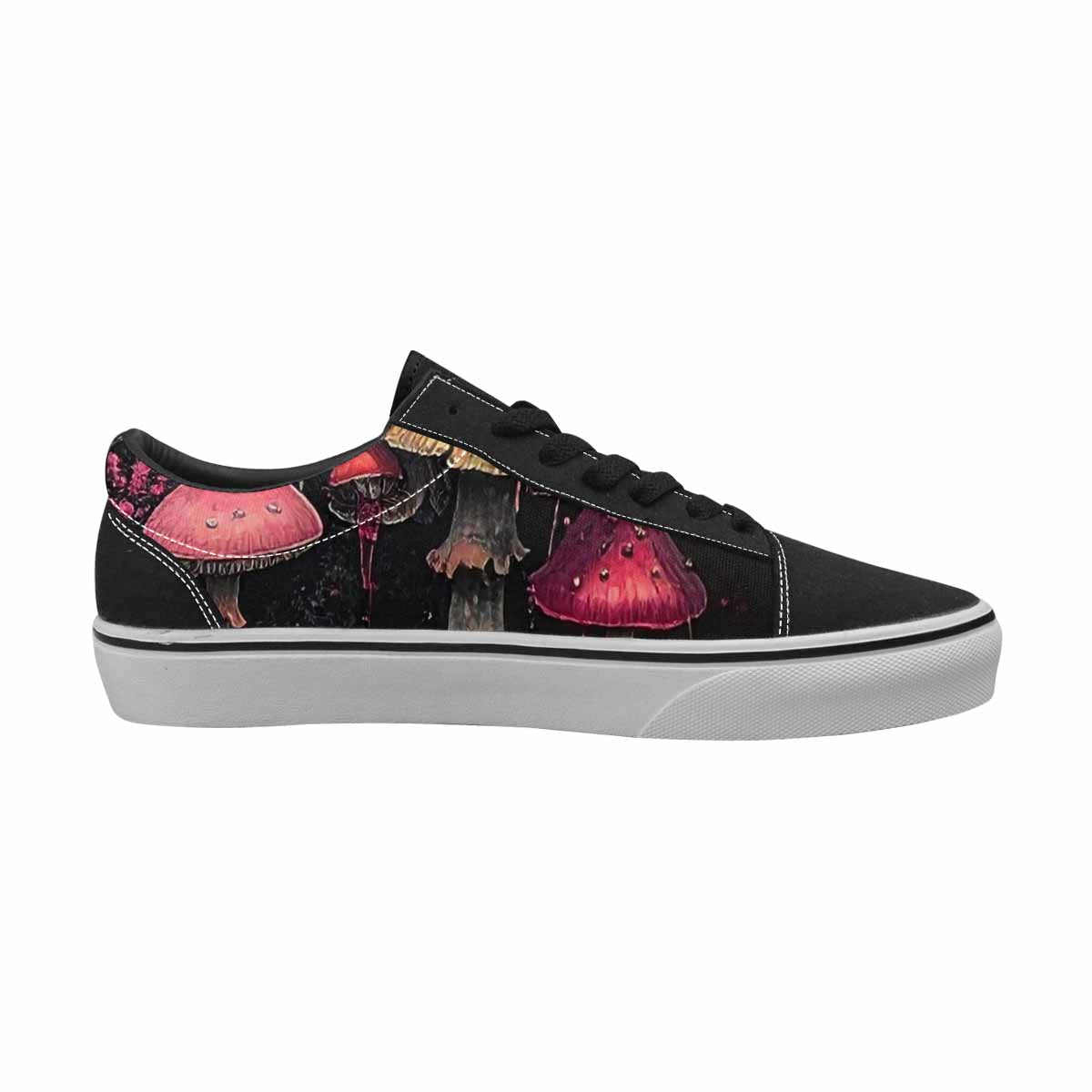 WOMEN'S Rainbow Drip Mushrooms Lace-Up Canvas Wallpaper Art Custom Sneakers
