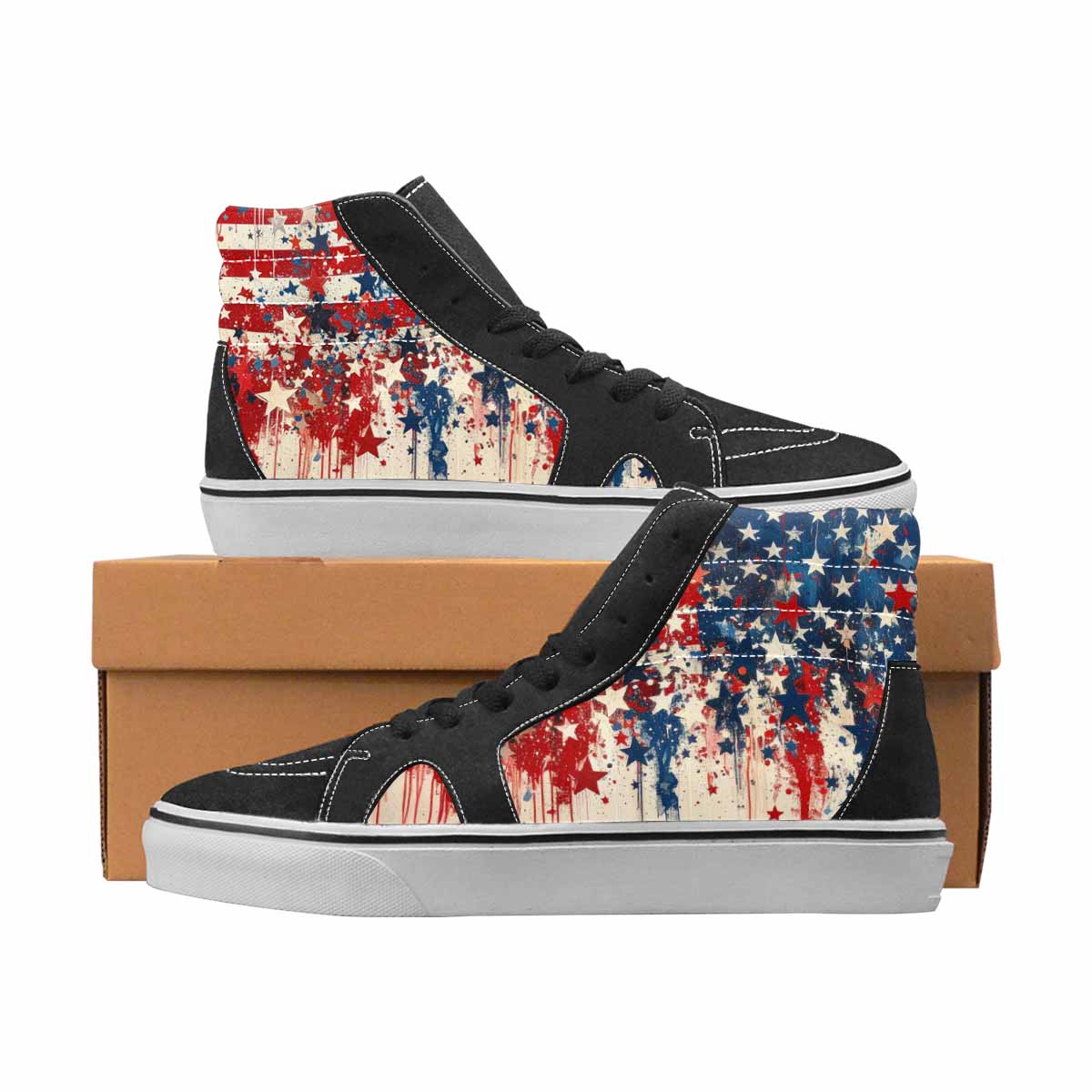 WOMEN'S Patriotic High Top Canvas Custom Design Vivid Handmade Custom Shoes