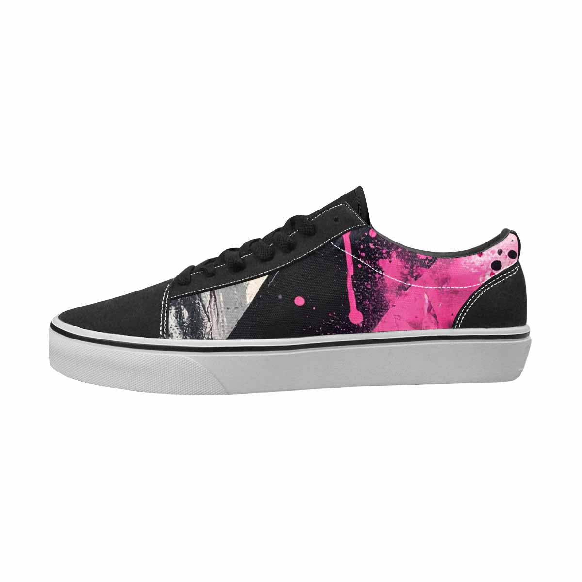 WOMEN'S Zebra Black & Pink Ink Canvas Made To Order Neon Fantasy Custom Streetwear Shoes