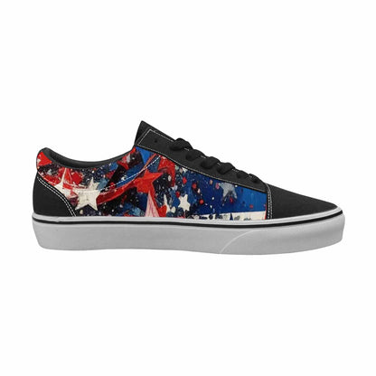 WOMEN'S Patriotic Stars Stripes Lace-Up Canvas Grunge Shoes