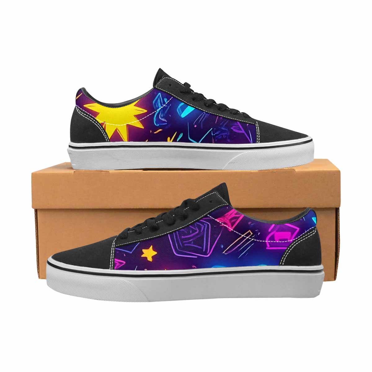 WOMEN'S 80s Retro Motif 80s Lace-Up Canvas Wallpaper Art Sneakers