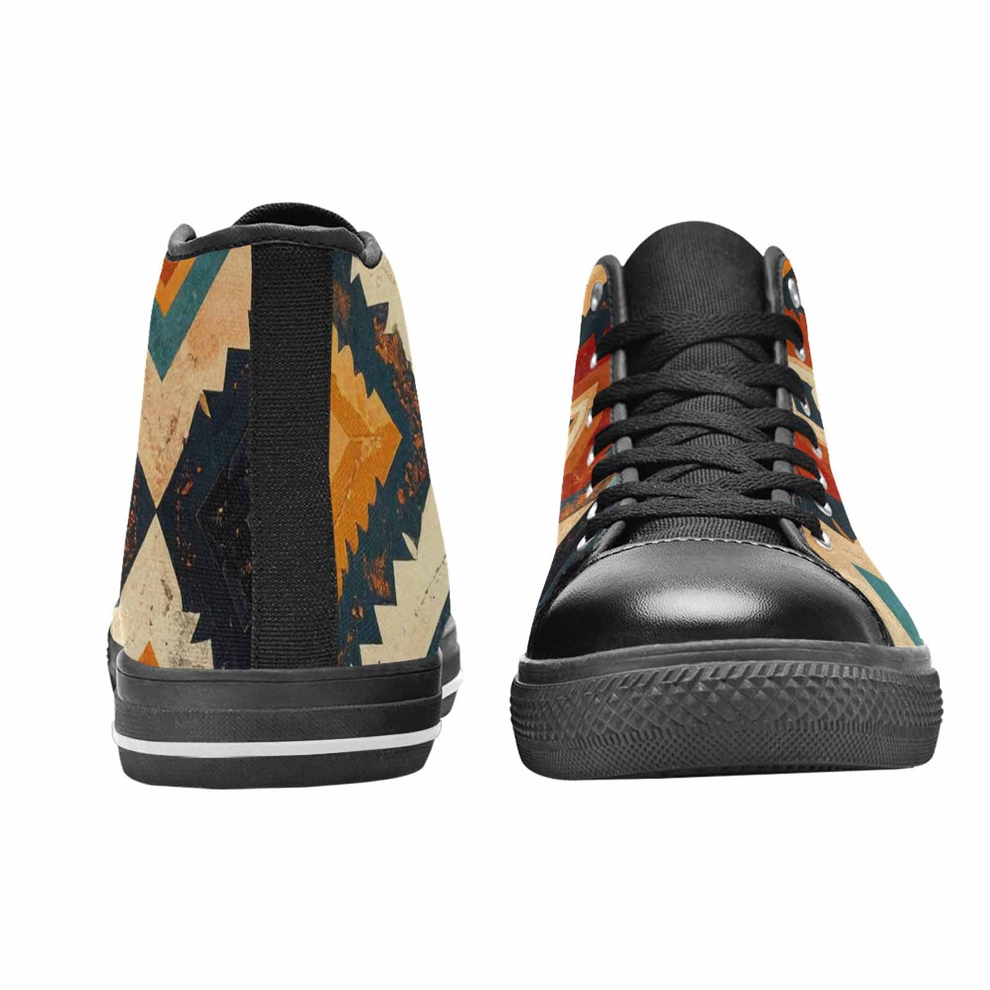 MEN'S Southwestern Geometric Diamond High Top Canvas Wallpaper Art Custom Shoes