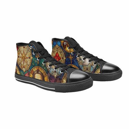 MEN'S Jesus Face Small High Top Canvas Surreal Custom Sneakers
