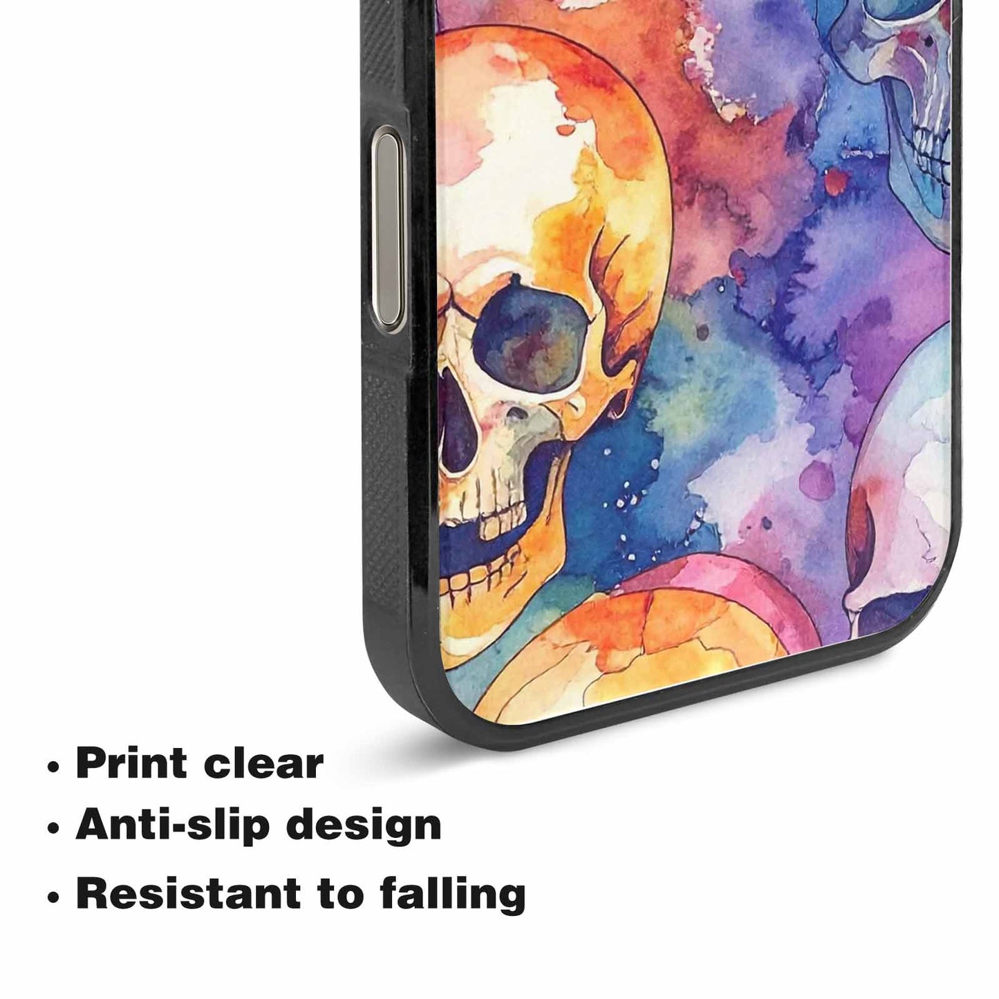iPhone 15 Pro Max Case — Kulls Watercolor Skulls Small Skull Pattern, Custom Phone Case