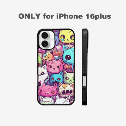 iPhone 16 Plus Case — Pastel Gore Cat Character Pattern Hundreds, Original Design Phone Case