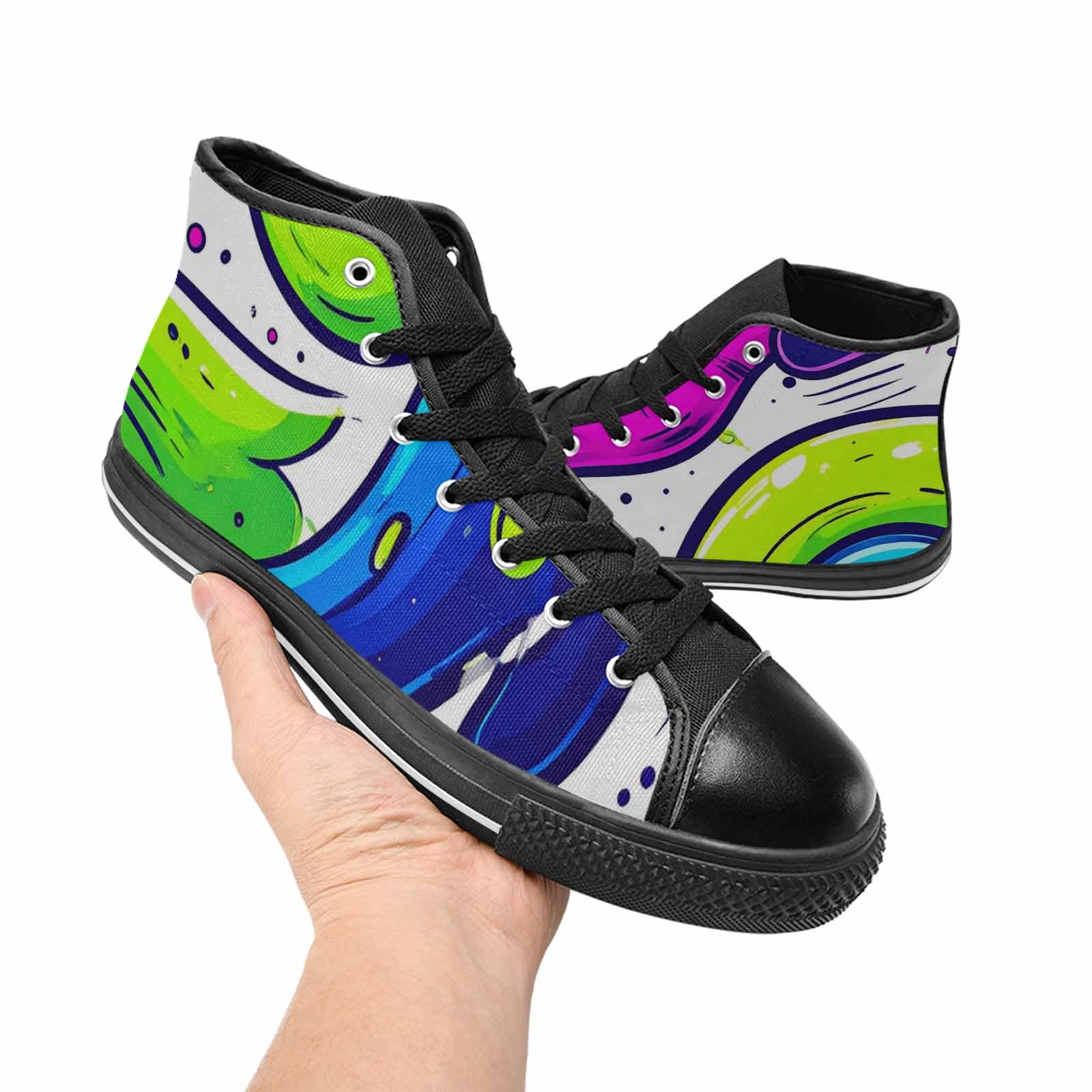 WOMEN'S Acid Wash Cartoon High Top Canvas Dark Academia Sneakers