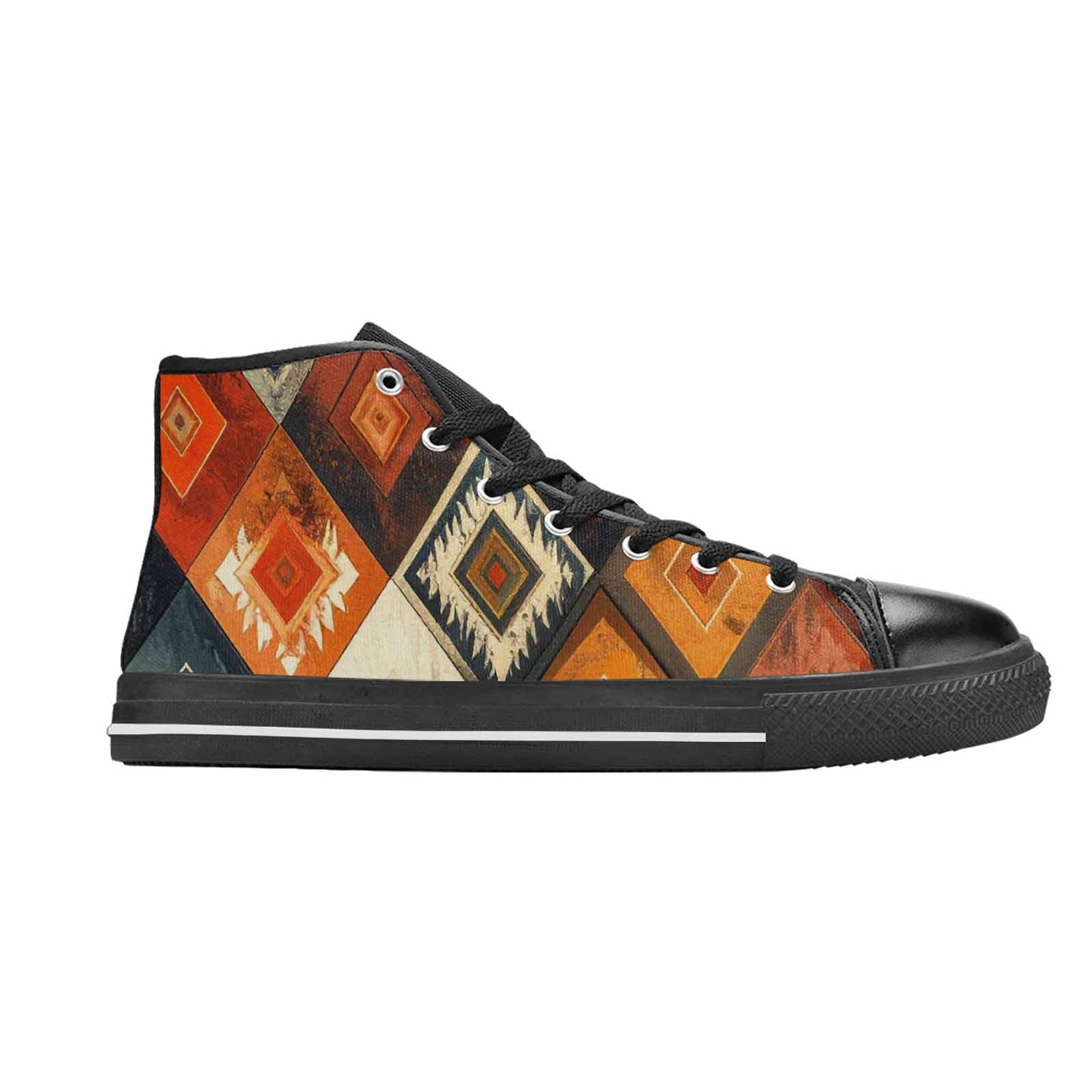 MEN'S Southwestern Geometric Diamond High Top Canvas Dark Academia Shoes