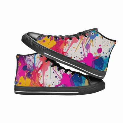 WOMEN'S Paint Splatter High Top Canvas Grunge Sneakers