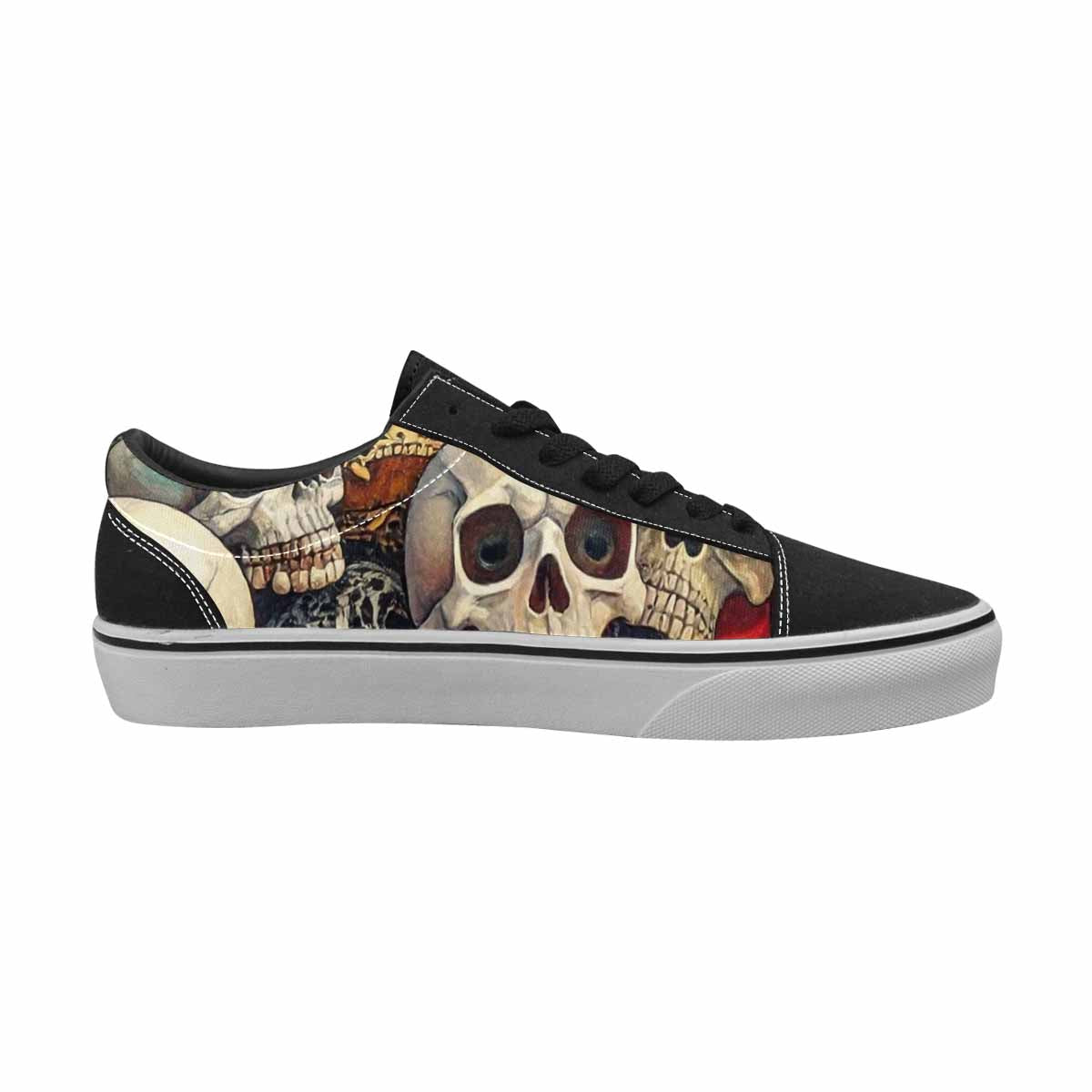 WOMEN'S Skulls Lace-Up Canvas Vibrant Chaos Custom Sneakers