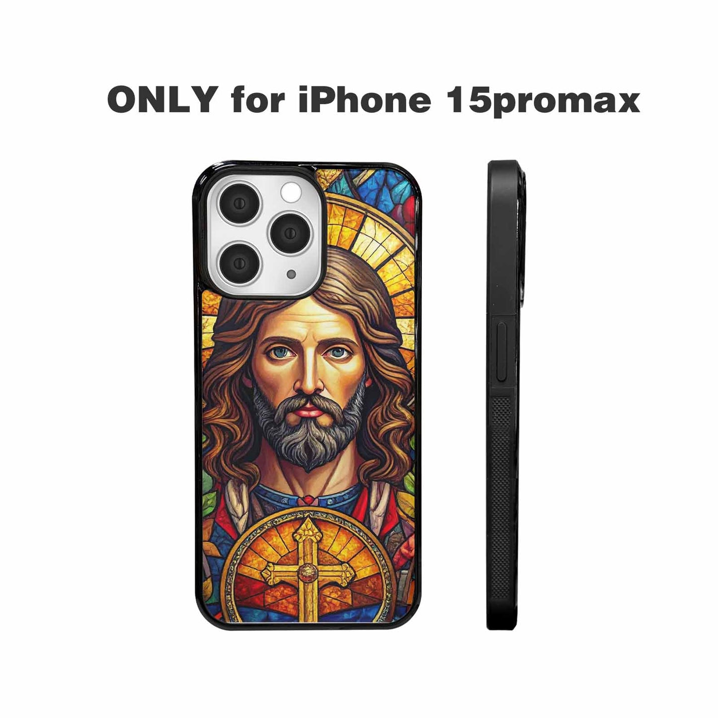 iPhone 15 Pro Max Case — Jesus Face Small Cross And Faith, Custom Print Case Cover