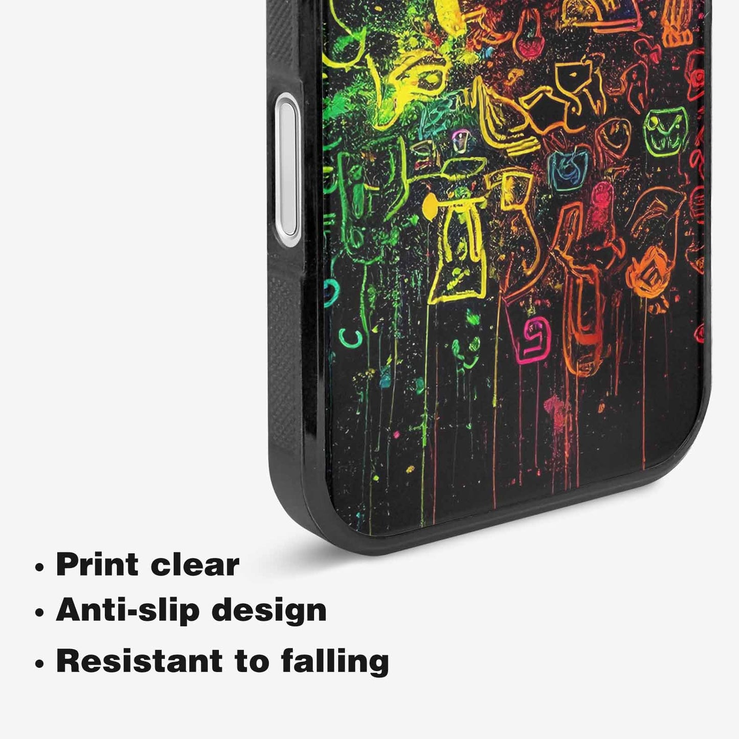iPhone 16 Case — Neon Glow Outline Icon Pattern Hundreds, Custom Phone Case